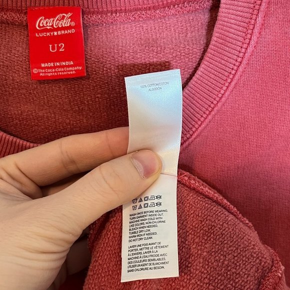 Size Medium Lucky Brand Unisex Coca-Cola Cotton Fleece Crew Neck Sweatshirt - Picture 3 of 6